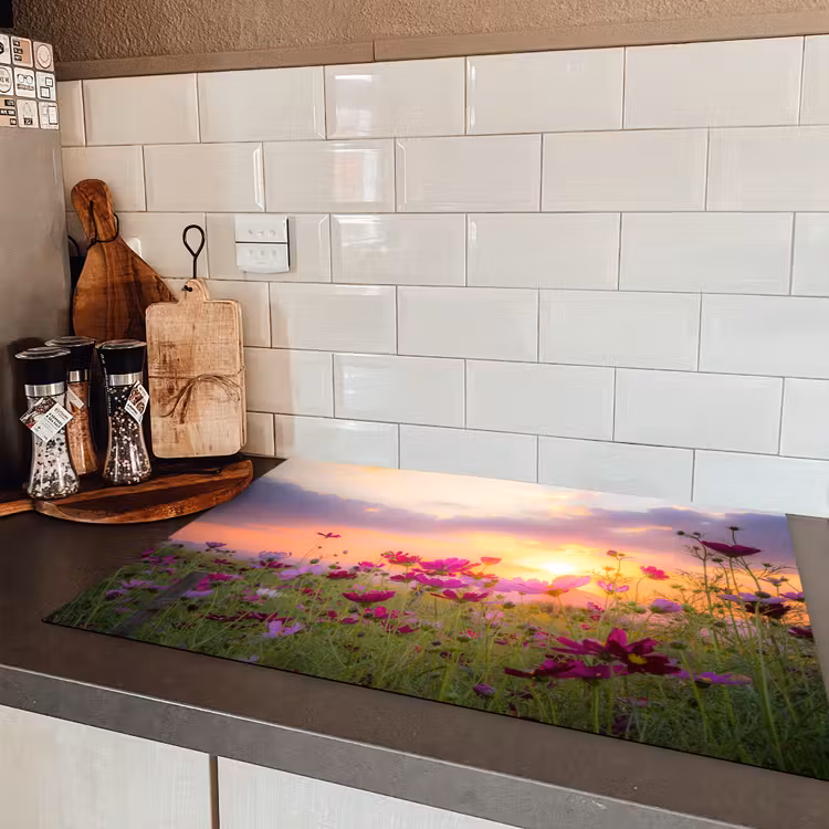 Cosmos bij Zonsondergang Inductie beschermer vinyl 3mm klein -sfeer3