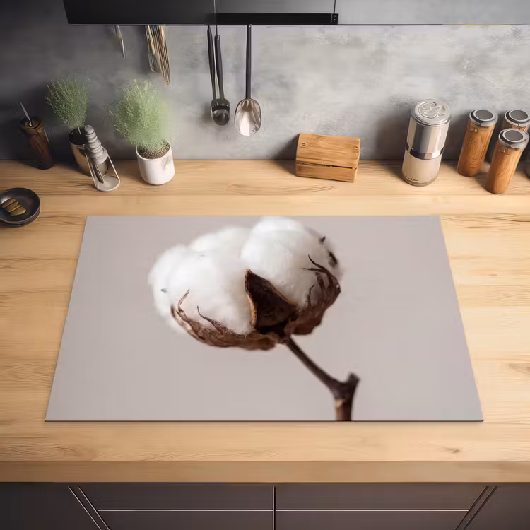 Katoenbol - Minimalistisch - Wit Inductie beschermer vinyl 3mm klein -sfeer5