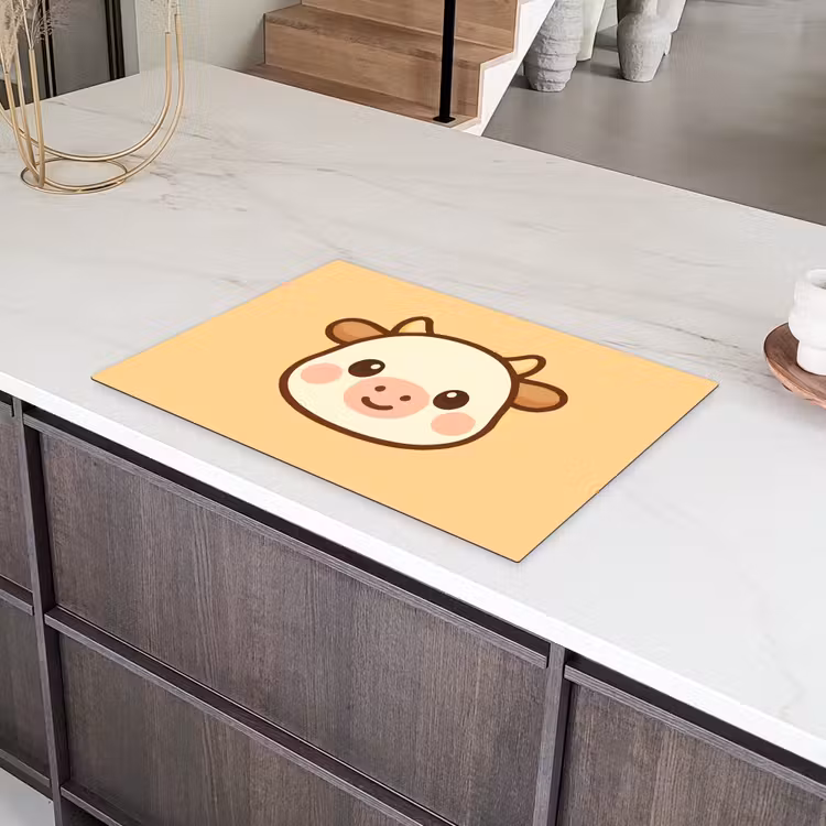 Koe - Oranje - Cartoon Inductie beschermer vinyl 3mm klein -sfeer8