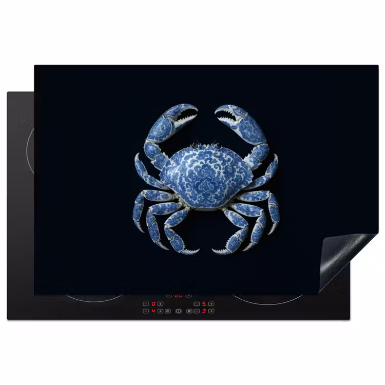 Krab - Delfts blauw - Dieren Inductie beschermer vinyl 3mm klein -3d