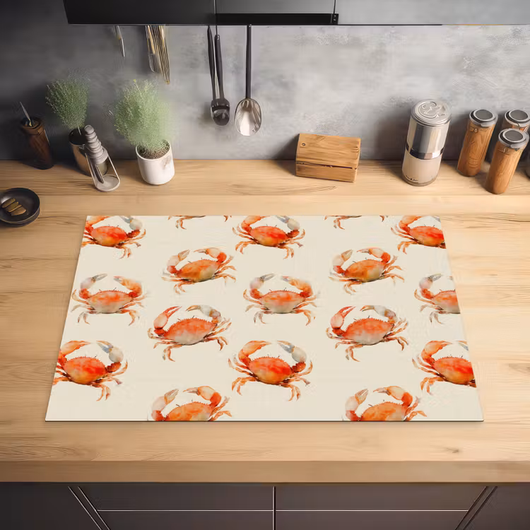 Krabben - Patroon - Oranje Inductie beschermer vinyl 3mm klein 276 -sfeer5