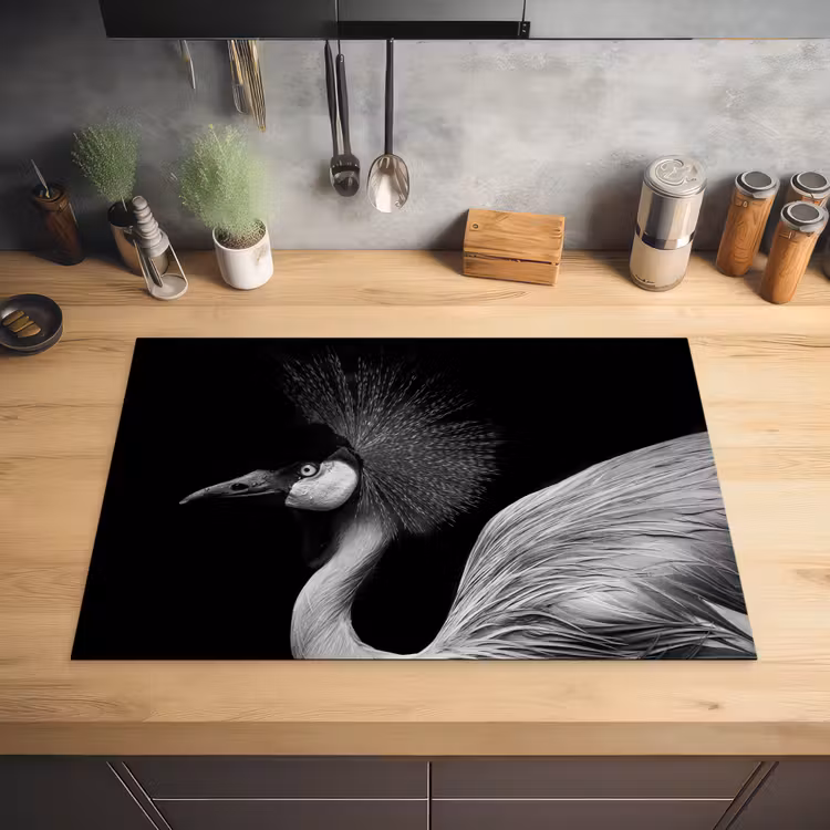 Kraanvogel - Zwart - Wit - Vogel - Dieren Inductie beschermer vinyl 3mm klein -sfeer5