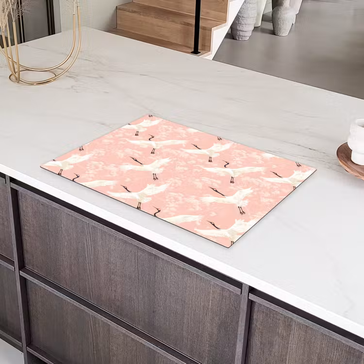 Kraanvogels - Bloesem - Roze Inductie beschermer vinyl 3mm klein 276 -sfeer8