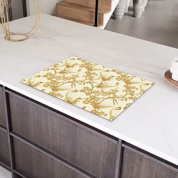 Kraanvogels - Kersenbloesem - Goud Inductie beschermer vinyl 3mm klein 276 -sfeer8