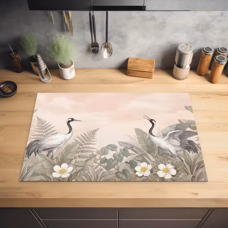Kraanvogels - Natuur - Roze Inductie beschermer vinyl 3mm klein -sfeer5