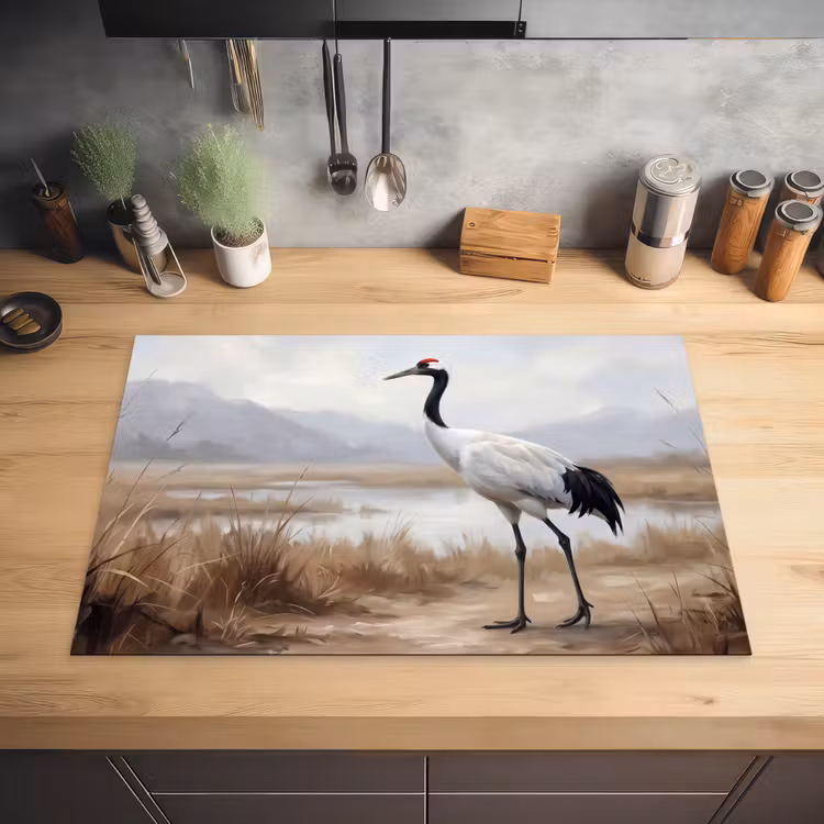 Kraanvogel - Natuur - Realistisch Inductie beschermer vinyl 3mm klein -sfeer5