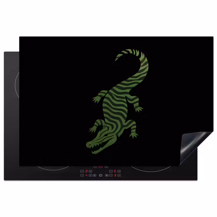 Krokodil - Groen - Tijgerachtig - Strepen Inductie beschermer vinyl 3mm klein -3d
