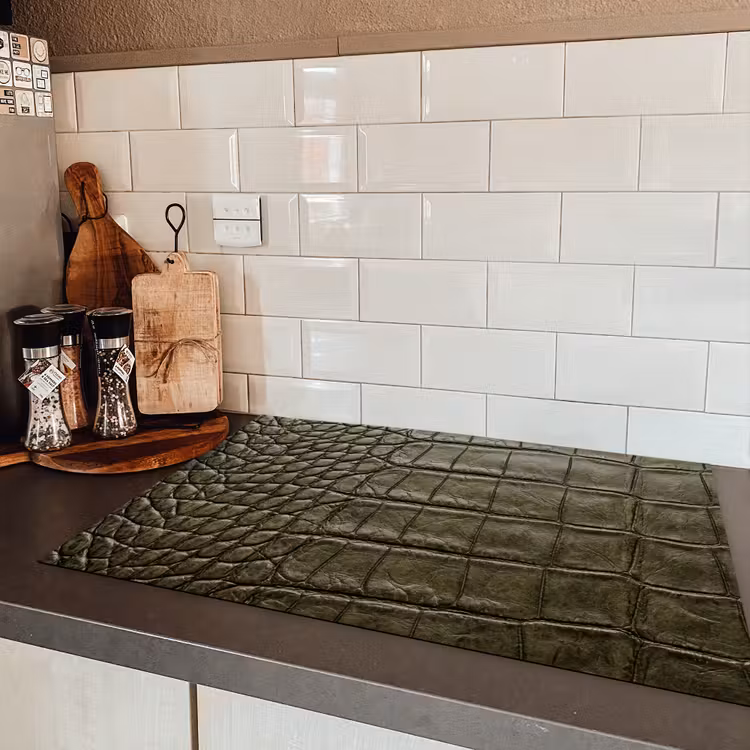 Krokodillenleer - Structuur - Groen Inductie beschermer vinyl 3mm klein -sfeer3