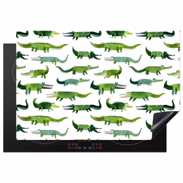 krokodillen - Speels - Groen Inductie beschermer vinyl 3mm klein 276 -3d