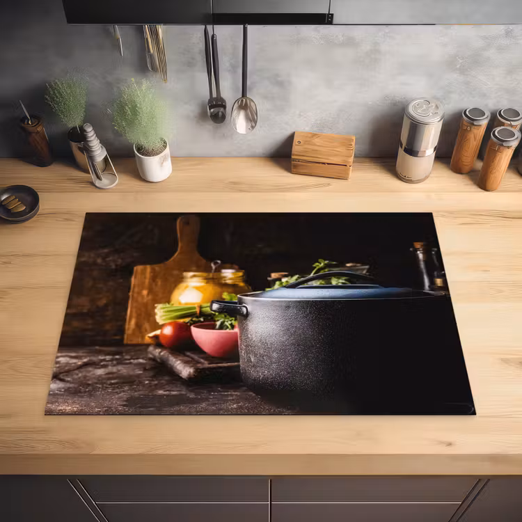 Culinaire Voorbereidingen bij Schemerlicht Inductie beschermer vinyl 3mm klein -sfeer5