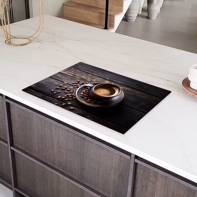Kop - Koffie - Hout - Bonen Inductie beschermer vinyl 3mm klein -sfeer8