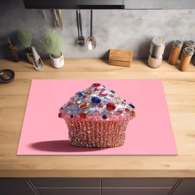 Cupcake - Kleurrijk - Edelstenen Inductie beschermer vinyl 3mm klein -sfeer5
