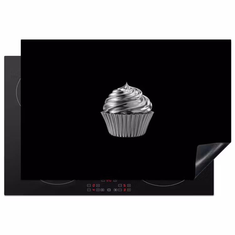 Cupcake - Luxueus - Zilver Inductie beschermer vinyl 3mm klein -3d