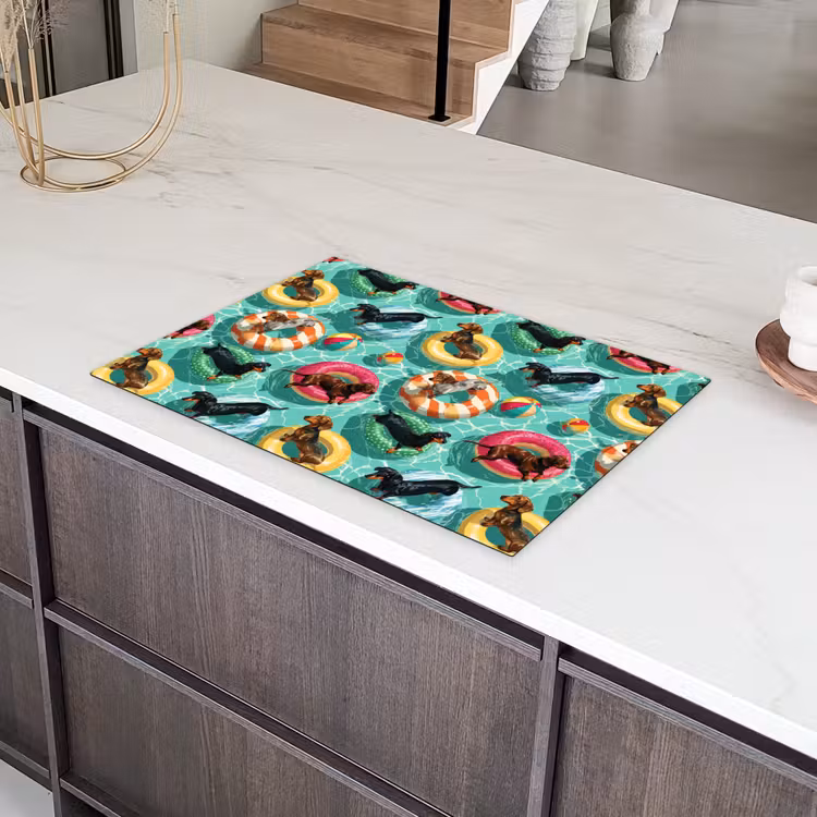 Teckels - Zwembad - Kleurrijk Inductie beschermer vinyl 3mm klein 276 -sfeer8