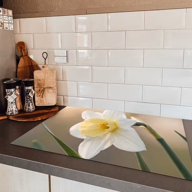 Narcis - Bloem - Minimalistisch Inductie beschermer vinyl 3mm klein -sfeer3