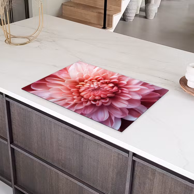 Dahlia - Bloem - Close up - Roze Inductie beschermer vinyl 3mm klein -sfeer8
