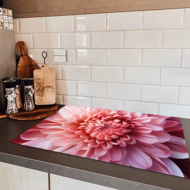 Dahlia - Bloem - Close up - Roze Inductie beschermer vinyl 3mm klein -sfeer3
