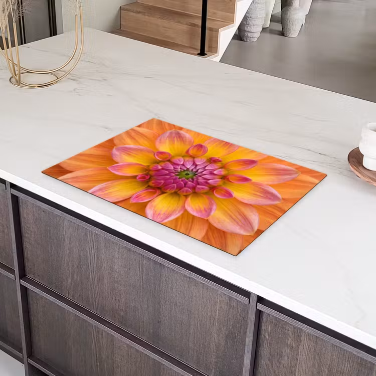 Dahlia - Bloem - Oranje Inductie beschermer vinyl 3mm klein -sfeer8