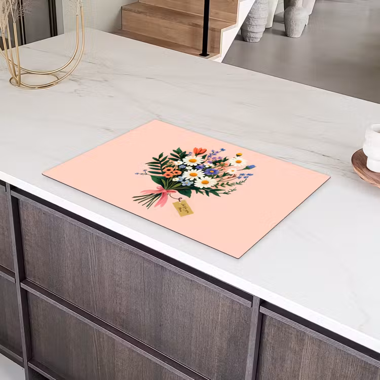 Margrieten - Boeket - Strikje - Roze Inductie beschermer vinyl 3mm klein -sfeer8