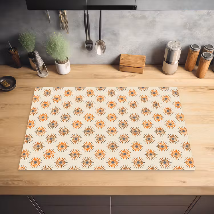 Madelief - Patroon - Oranje Inductie beschermer vinyl 3mm klein 276 -sfeer5