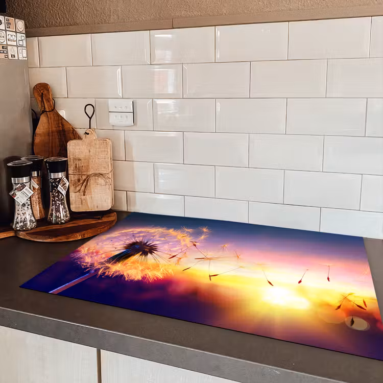 Paardenbloem - Bloemen - Zonsondergang - Horizon - Nacht Inductie beschermer vinyl 3mm klein -sfeer3