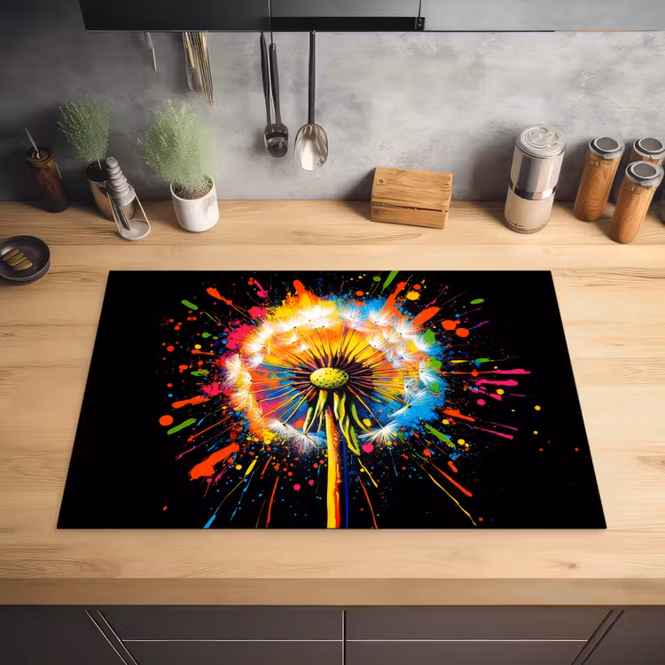 Paardenbloem - Graffiti - Kleurrijk - Bloemen - Natuur Inductie beschermer vinyl 3mm klein -sfeer5