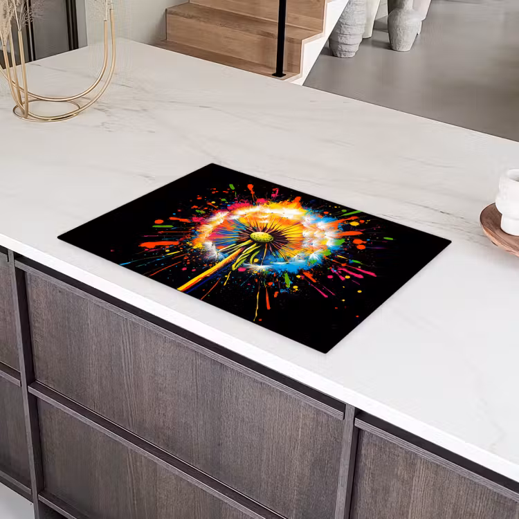 Paardenbloem - Graffiti - Kleurrijk - Bloemen - Natuur Inductie beschermer vinyl 3mm klein -sfeer8