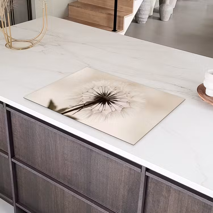 Paardenbloem - Minimalistisch - Wit Inductie beschermer vinyl 3mm klein -sfeer8