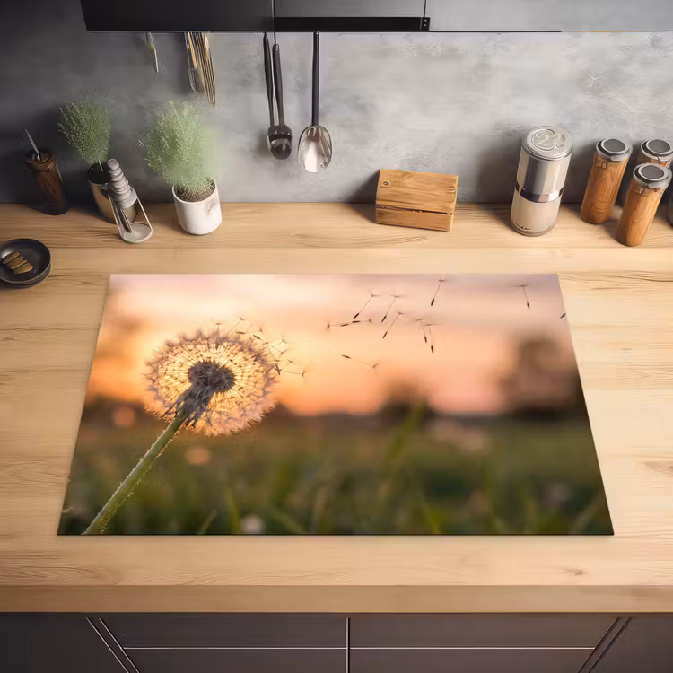 Paardenbloem - Zonsondergang - Veld Inductie beschermer vinyl 3mm klein -sfeer5