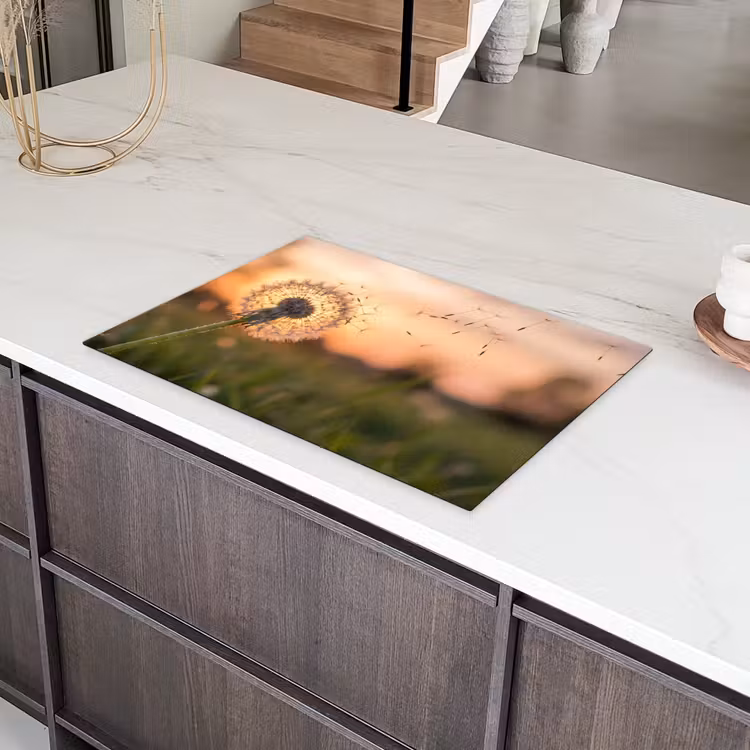 Paardenbloem - Zonsondergang - Veld Inductie beschermer vinyl 3mm klein -sfeer8