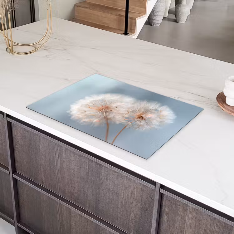 Paardenbloemen - Pluisjes - Wit Inductie beschermer vinyl 3mm klein -sfeer8