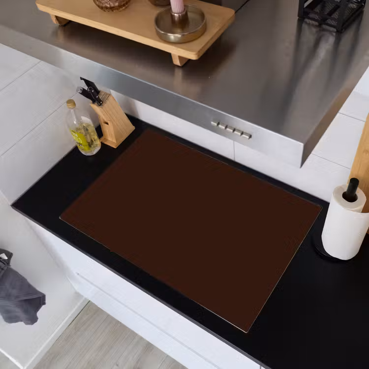 Dark - Chocolate - Bruin Inductie beschemer met haakjes klein 777 -sfeer1