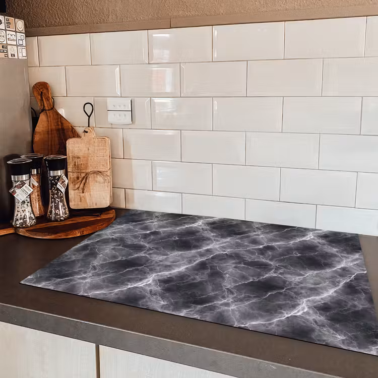 Donkergrijs - Bliksem - Marmer Inductie beschermer vinyl 3mm klein 276 -sfeer3