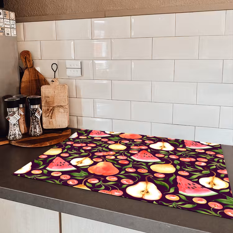 Donker - Bladeren - Fruit - Patroon Inductie beschermer vinyl 3mm klein 276 -sfeer3