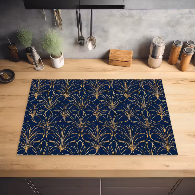 Deco - Waaier - Blauw Inductie beschermer vinyl 3mm klein 276 -sfeer5