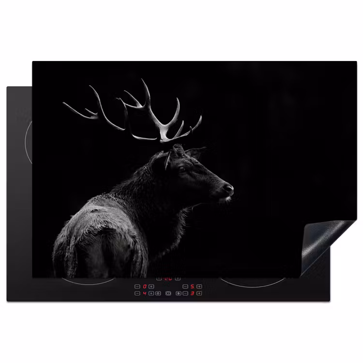 Hert - Zwart - Portret - Gewei - Dieren Inductie beschermer vinyl 3mm klein -3d