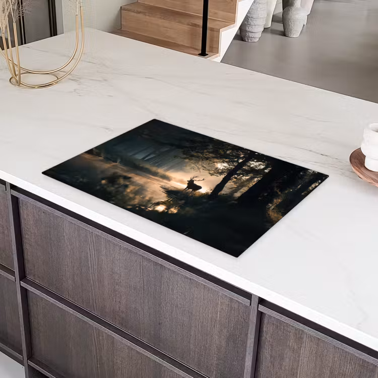 Hert - Bosbeek - Mystiek Inductie beschermer vinyl 3mm klein -sfeer8