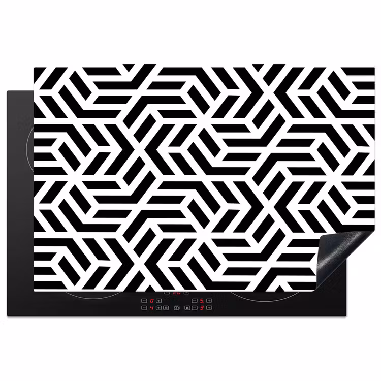 Design - Geometrie - Patroon - Zwart - Wit Inductie beschermer vinyl 3mm klein 276 -3d