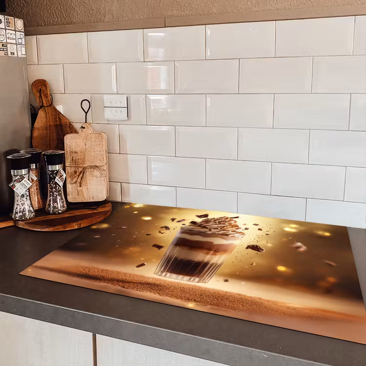 Dessert - Chocolade - Zoet - Eten Inductie beschermer vinyl 3mm klein -sfeer3