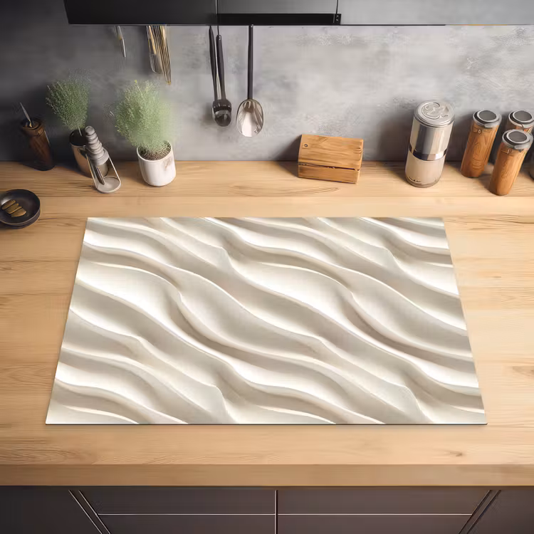 Diagonaal - Golven - Crème Inductie beschermer vinyl 3mm klein 276 -sfeer5