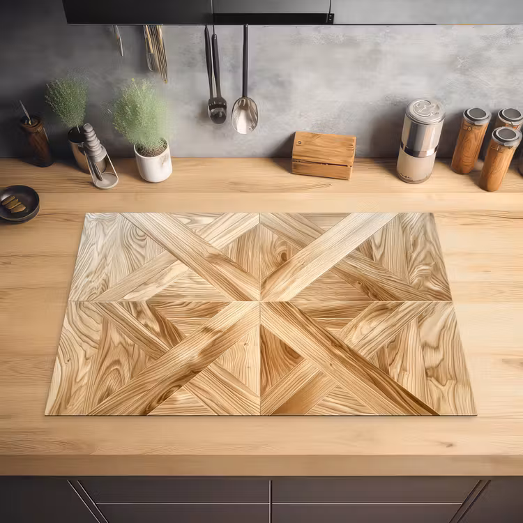 Verschillende Houtnerven in Visgraatpatroon Inductie beschermer vinyl 3mm klein -sfeer5