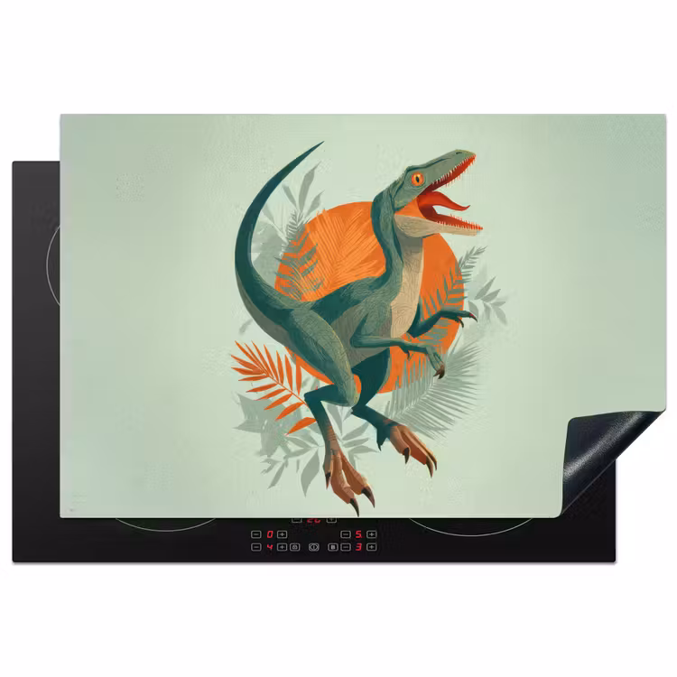 Dino - Bladeren - Grafisch - Groen Inductie beschermer vinyl 3mm klein -3d