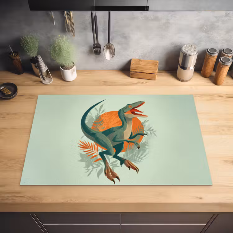 Dino - Bladeren - Grafisch - Groen Inductie beschermer vinyl 3mm klein -sfeer5