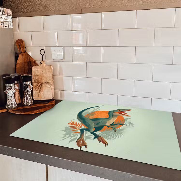 Dino - Bladeren - Grafisch - Groen Inductie beschermer vinyl 3mm klein -sfeer3