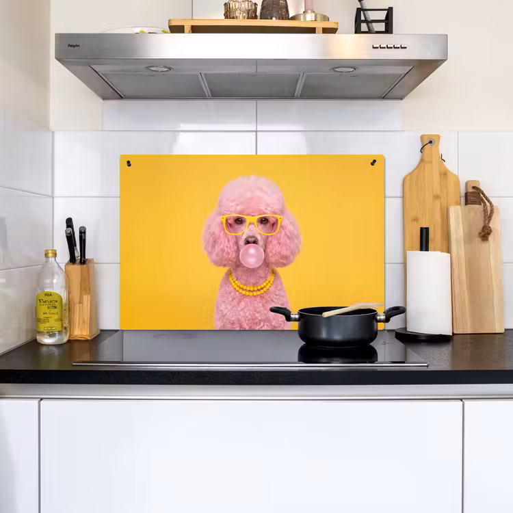 Hond - Kauwgum - Dieren - Modern - Roze Inductie beschemer met haakjes klein -sfeer2