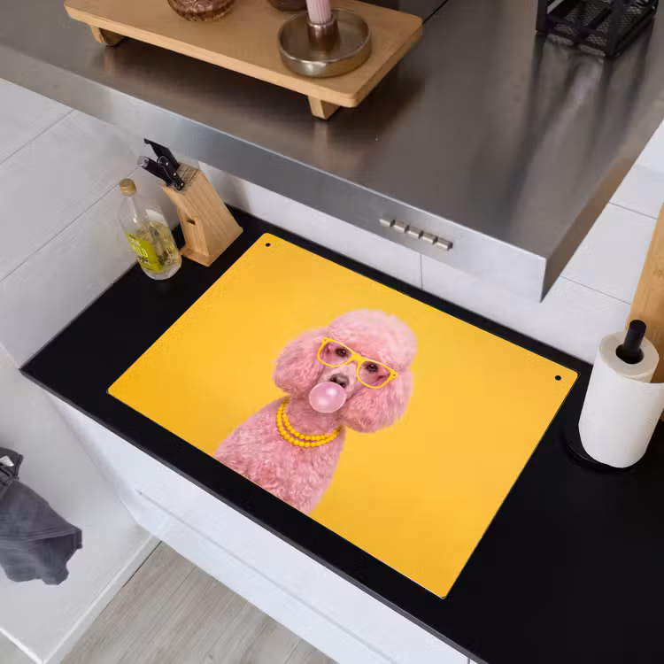 Hond - Kauwgum - Dieren - Modern - Roze Inductie beschemer met haakjes klein -sfeer1