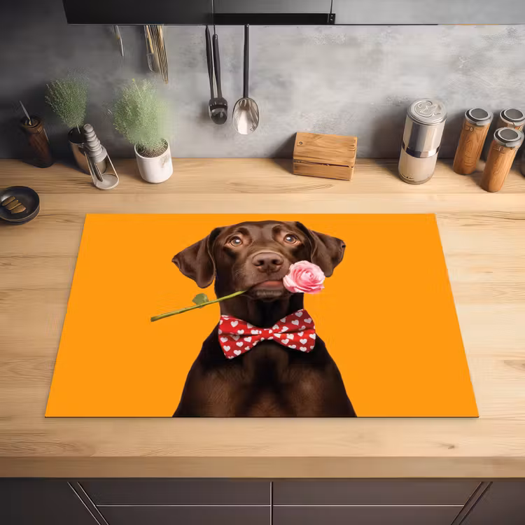 Hond - Oranje - Roos - Valentijn Inductie beschermer vinyl 3mm klein -sfeer5