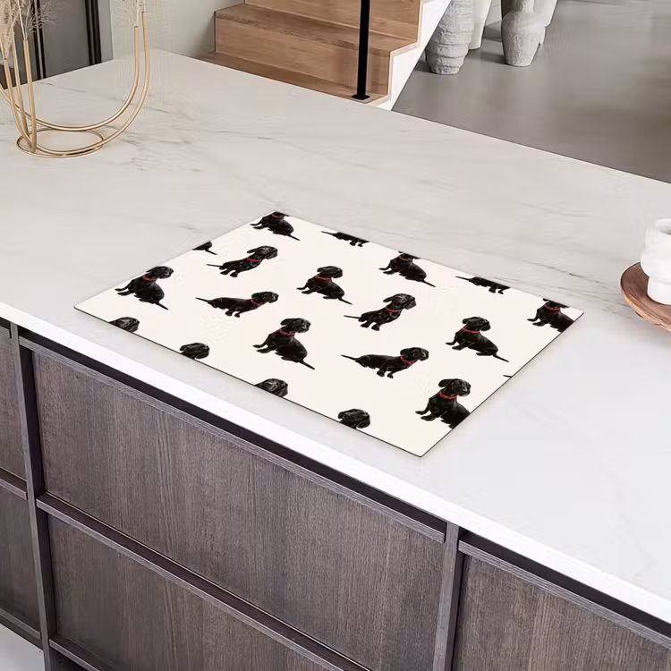 Hond - Patroon - Zwart Inductie beschermer vinyl 3mm klein 276 -sfeer8