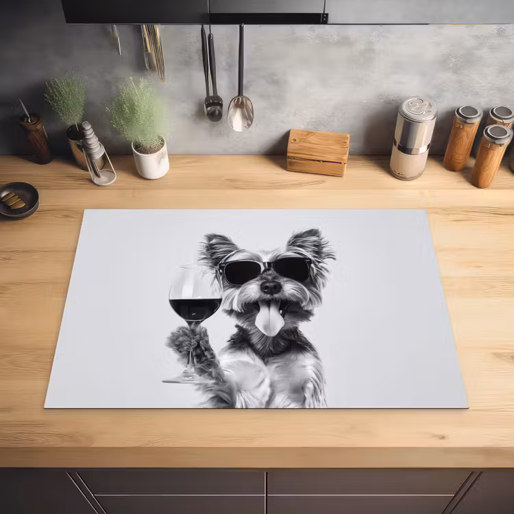 Hondje - Wijnglas - Zonnebril - Enthousiast Inductie beschermer vinyl 3mm klein -sfeer5