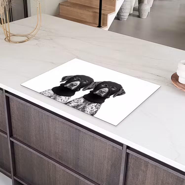 Honden - Bivakmuts - Zwart - wit Inductie beschermer vinyl 3mm klein -sfeer8